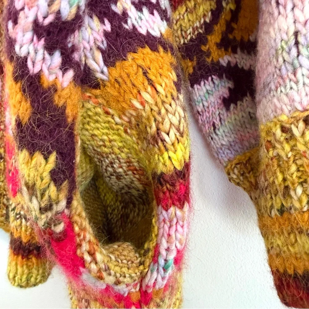 Free People Isle of Sky Multicolor Oversized Sweater Coat Women’s Size XS/S - Picture 8 of 15